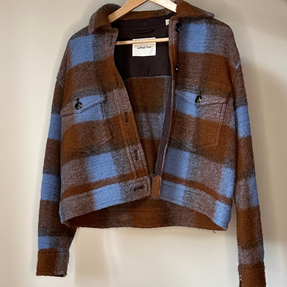 Plaid Brown and Blue Women's Jacket